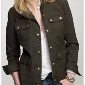 J. Crew Resin-Coated Twill Field Jacket, Moss, XXS